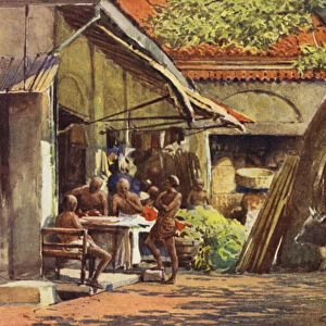 The Market, Colombo (colour litho)