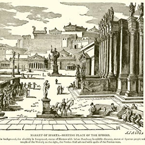 Market of Sparta--Meeting Place of the Ephors (engraving)