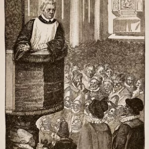 Martin Luther preaching, c. 1517 (engraving)