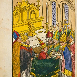 Martin V is installed as Pope at the Council of Constance, from Chronik des