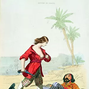 Mary Read (d. 1720) from Histoire des Pirates by P. Christian, engraved by A. Catel, 1852 (coloured engraving)