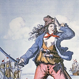 Mary Read, female pirate (coloured engraving)