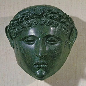 Mask from a parade helmet, from Hirchova, Romania (bronze)