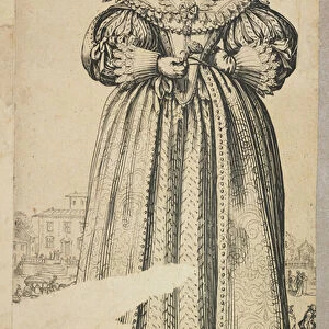 Masked Noble Woman, from "La Noblesse de Lorraine"(verso), c. 1620-23 (etching)