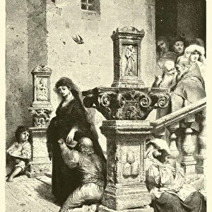 After the Mass ins Trinita de Monti, Rome (engraving)