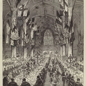 The Mayors Banquet at York, Dinner of the Lord Mayors and Mayors in the Guildhall (engraving)