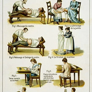 Medicine board illustrating massages and gymnastics (pulls from Bilz