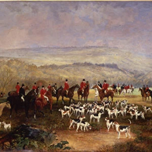 Meet of Major Brownes Fox Hounds from Marchs North Banks, 1872 (oil on canvas)