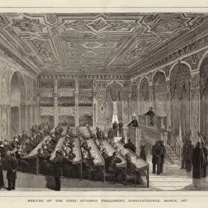 Meeting of the First Ottoman Parliament, Constantinople, March 1877 (engraving)
