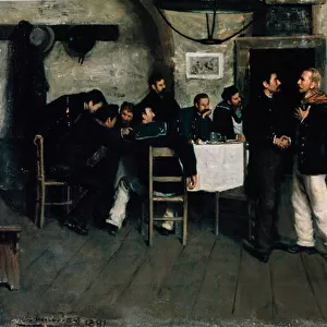Meeting of Giuseppe Garibaldi (1807-1882) and Giovanni Battista Cuneo (1809-1875) at Taganrog, port on the Black Sea in 1833, by Italo Nunes Vais (1860-1932), 1883 (oil on canvas)