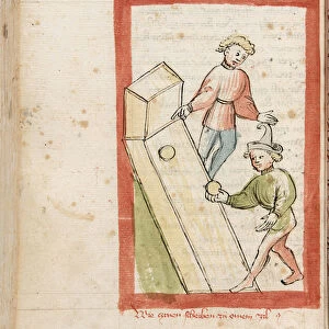 Two men bowling. From "Der Renner"by Hugo von Trimberg, Anonymous