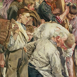 The Men, left panel from The Age of the Worker (oil on canvas)