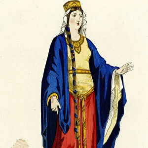 Merovingian queens costume from the 5th to the 8th century
