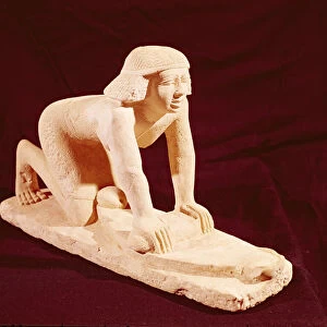Model of a servant grinding grain, Old Kingdom, from Saqqara (stone)