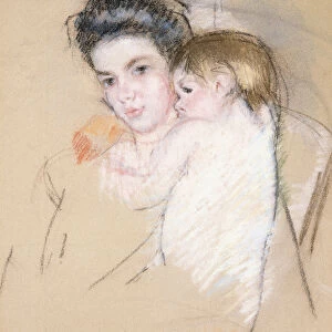 Mother and Nude Child, (pastel on paper)