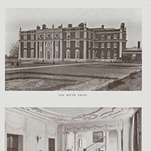 Moundsmere Manor, Basingstoke, The South Front, The Hall (b / w photo)