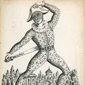 Mr G French as Harlequin (engraving)