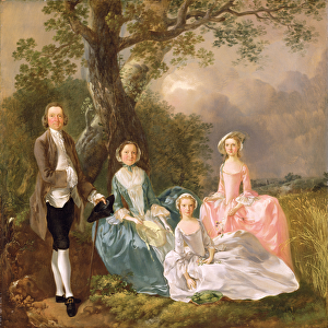 Mr and Mrs John Gravenor and their Daughters, Elizabeth and Ann (oil on canvas)