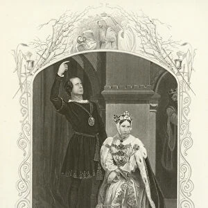 Mr Phelps as Hamlet and Miss Glyn as Queen, Hamlet, Act III, Scene IV (engraving)