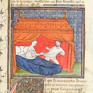 Ms 3480 Lancelot attempting to escape from a woman in a bed