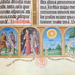 Ms 412 Book of Hours with illustrations of pilgrims, Jews. sun, moon and myrtle (vellum)
