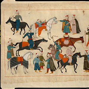 Ms. cicogna 1971, miniature from the Memorie Turchesche depicting horse traders