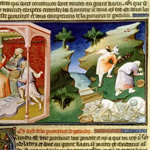 Ms Fr 2810 f. 54, Fishing for pearls and gathering turquoises in the Gaindu Province