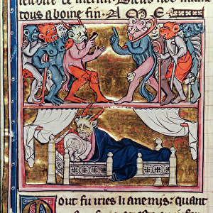 Ms Fr. 95 fol. 113v Council of Demons, from l Histoire de Merlin, c