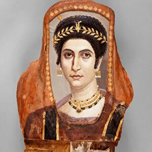 Mummy Portrait of a Woman, c. 100-10 AD (encaustic on wood, with gilt and linen)