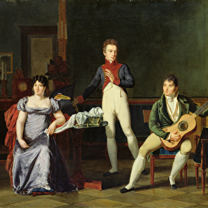 A Musician and his Family, possibly Fernando Sor (1778-1839) (oil on canvas)