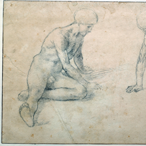 Two naked men squatting Drawing by Luca Signorelli (1441-1523) 15th century Sun