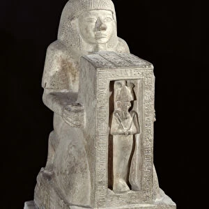 Naophorous statue of the royal scribe, Seti, with Osiris in the naos, New Kingdom, c