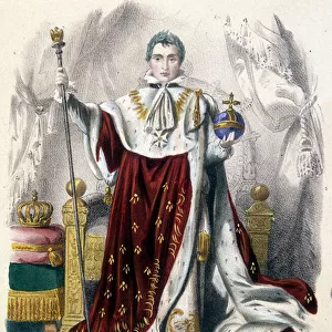 Napoleon 1er in costume de sacre - in "Histoire de France en estampes"