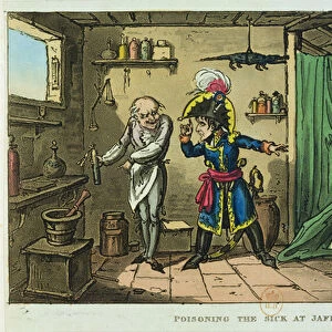 Napoleon Bonaparte (1769-1821) poisoning the sick at Jaffa, 1799 (coloured engraving)