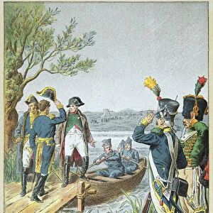 Napoleon Bonaparte and Massena on the de Lobau after the Battle of Essling, May 22, 1809