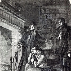 Napoleon brooding by the fire the night before his Abdication and Departure