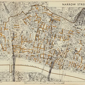 Narrow streets less than 30 feet wide, City of London, 1939 (colour litho)