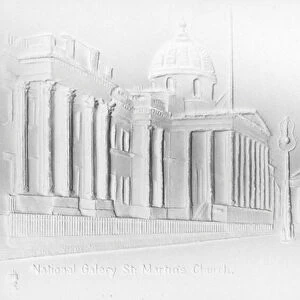 The National Gallery and St Martin-in-the-Fields church, London (litho)