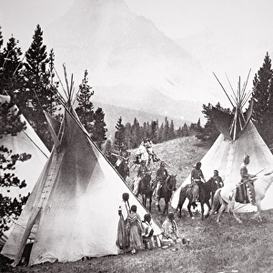 Native American Teepee Camp, Montana, c. 1900 (b / w photo)