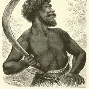 Native throwing the Boomerang (engraving)