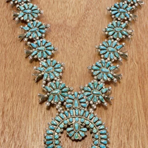 Navajo necklace (silver and turquoise) (see also 229250)