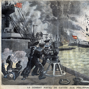 The Naval Battle of Cavite in the Philippines during the Spain - United States War, 1898
