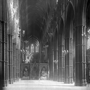 The nave looking east, Westminster Abbey, London (b/w photo) (see 294224)