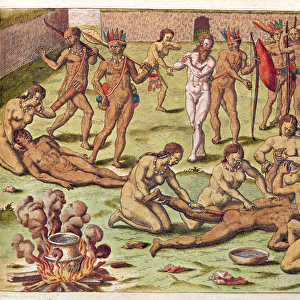 Navigatio in Brasiliam Americae, Immolation of a Barbarian (page 525)