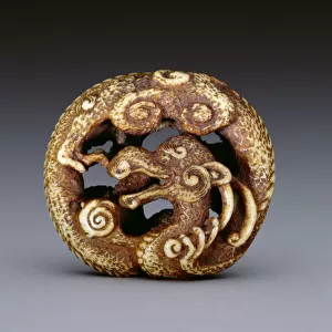Netsuke depicting a water dragon, c. 1870-80 (stag-antler)