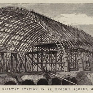 The New Railway Station in St Enochs Square, Glasgow (engraving)