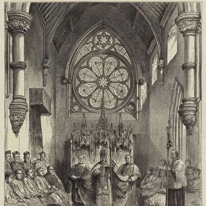 The New Roman Catholic Church at Canterbury dedicated to St Thomas a Becket, Cardinal Manning preaching (engraving)