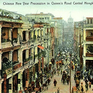 New Year procession Hong Kong, early 20th century (postcard)