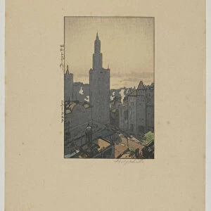 New York, Showa era, 1928 (colour woodblock print)