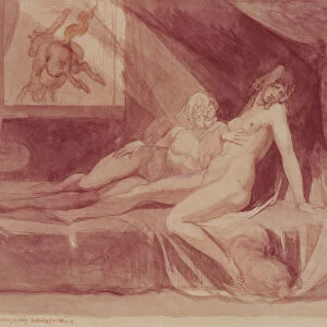 The Nightmare Leaving Two Sleeping Women, 1810 (graphite & w / c on paper)